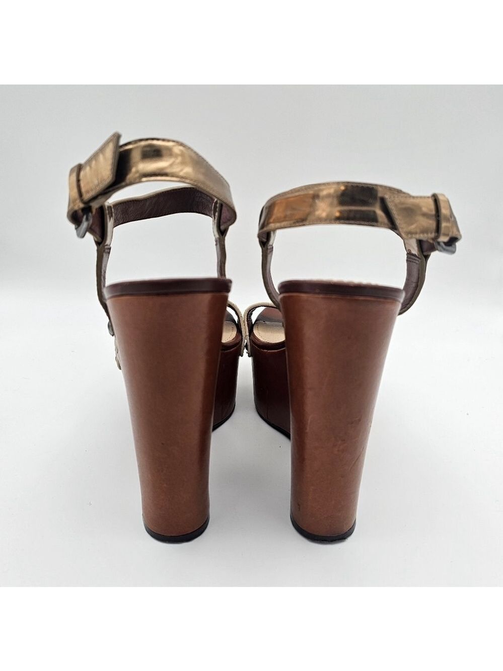 Vera Wang Lavender Jamaya Metallic Snake Wedge Sandals 10 - Picture 8 of 16